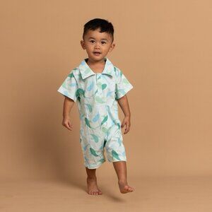 Fighting Eel Baby Eel Noah Collared Onesie Cloud Koi Size 9-12 Months New NWT
